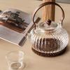 Japanese Style High Temperature Resistant Glass Teapot with Wooden Handle Filter for Electric Stove Brewing