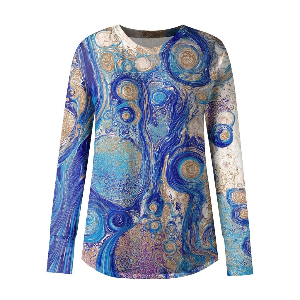 Dámská nadměrná mikina s grafickým svetrem, dlouhým rukávem, spuštěnými rameny, kulatým výstřihem, topy, vintage oblečení