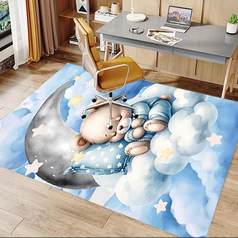 1PC Bear Moon Non-Slip Floor Carpet Compatible for Office&Living Room&Bedroom&Dining Room - Flat-Weave Machine-W324