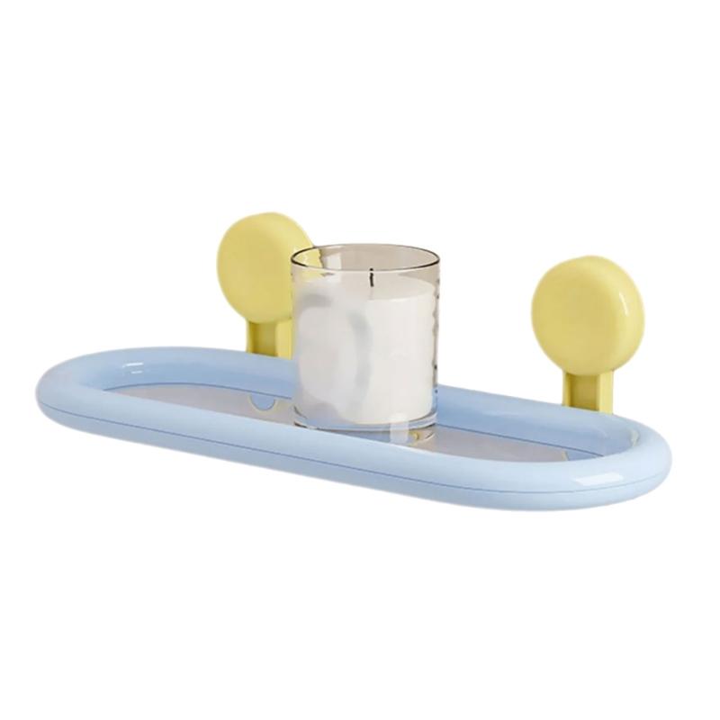 

Leakage Proof Suction Shelf for Bathroom No Drill Installation ABS Plastic Wall Storage Rack Water Drainage Shelf