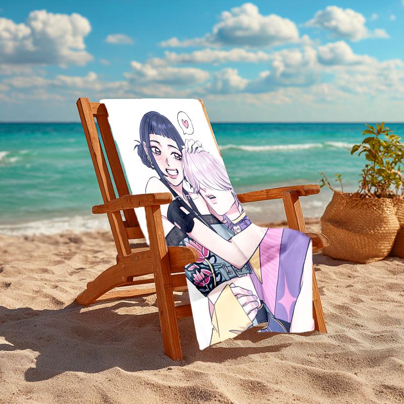 1pc KPop Demon Hunters ZOEY6 Beach Towel, Comfortable and Thick, and Swimming/Bath/Picnic/Camping Towel, Suitable for Seaside Beaches