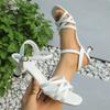 Mode Mode Riemchensandalen mit hohem Absatz für Damen Eckige Zehenpartie Knöchelriemen Kleidschuhe Frau Sommer Weiß Dünner Absatz Sandalias Mujer