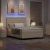 Box Spring Bed with Mattress and LED Cream 160 X 200 Cm Fabric