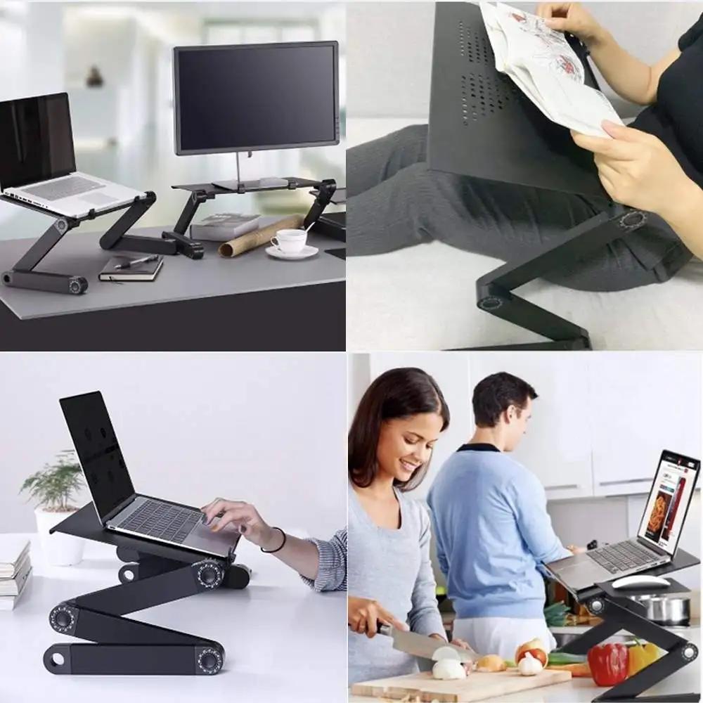 Adjustable Aluminum Laptop Desk Portable Office Bed Holder Side TrayErgonomic Dormitory Foldable  Mobile with Mouse Pad