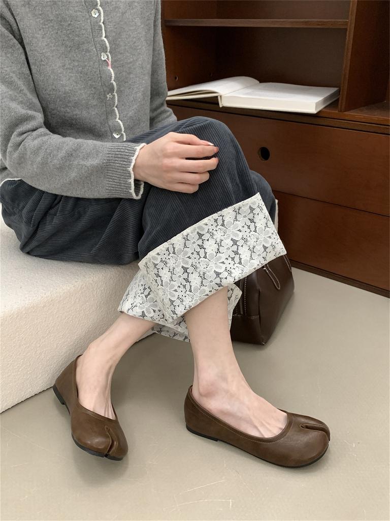 Pig'S Trotters, Split-Toed Horseshoe Shoes, Women'S Single Shoes, Spring And Autumn Evening Shoes, Doudou Shoes, One-Pedal Flats