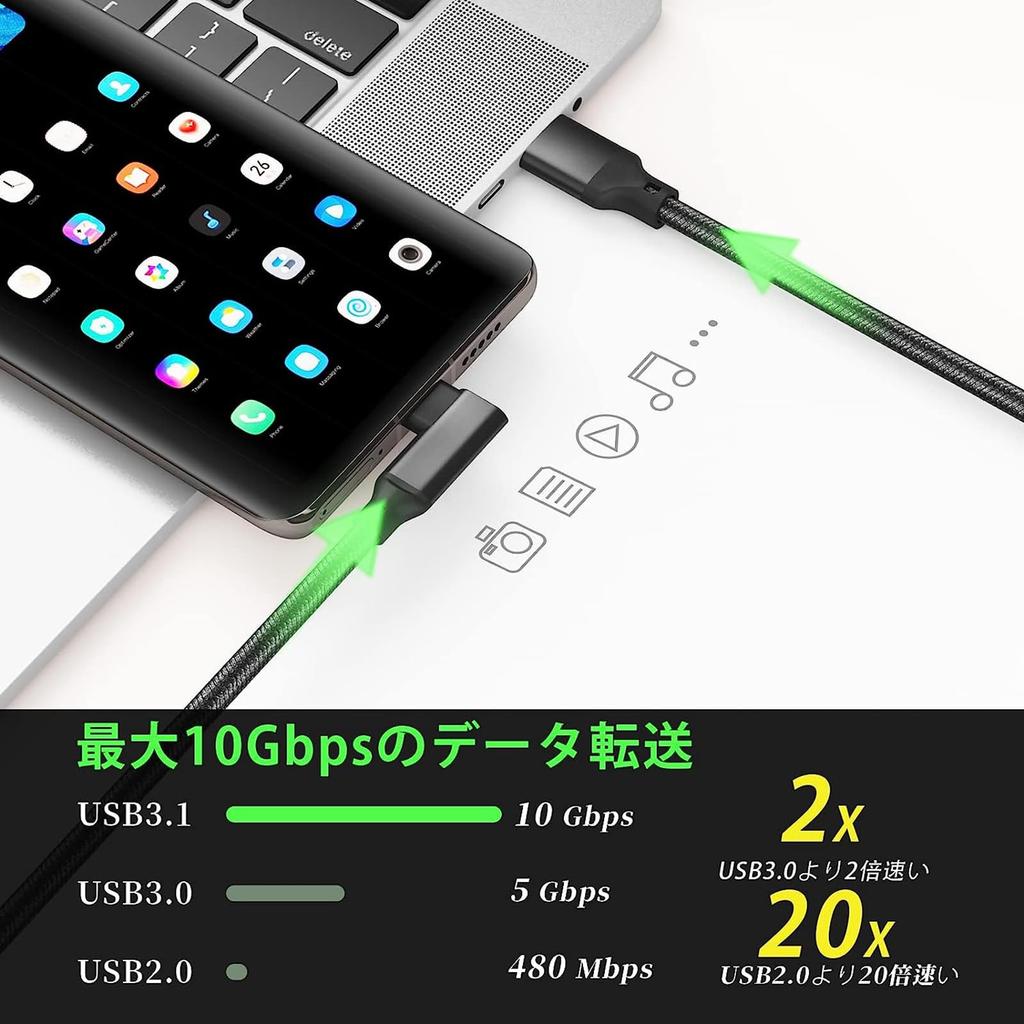 5m rechtwinkliges USB Typ C Kabel Datenübertragung 60W 3A Schnellladung USB Gen2 Typ C auf Robustes Nylon Kompatibel mit Geräten mit USB C wie und Spiel