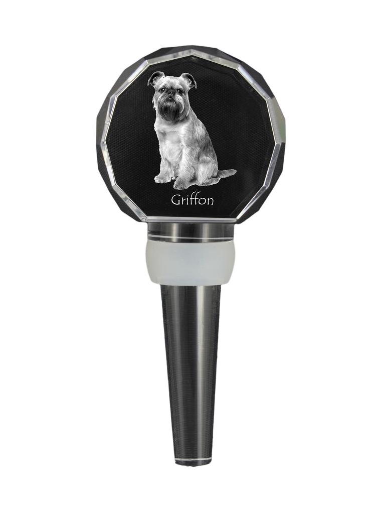 Griffon Bruxellois, Brussels Griffon – Crystal bottle stopper, unique wine stopper with photo | Art-Dog
