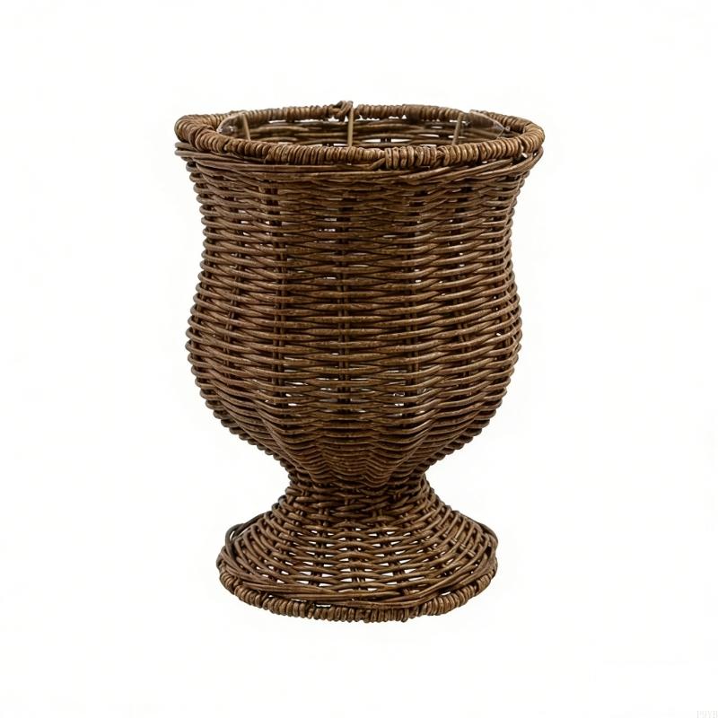 Vasi in Plastica Intrecciata Effetto Rattan con Design a Calice per Arredamento Casa e Composizioni Floreali Vasi Imitazione Rattan Regalo P9YB