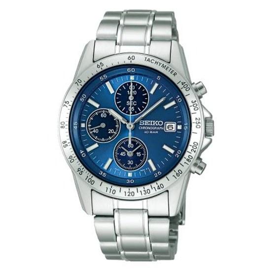 SEIKO SELECTION SBTQ071 Mens Wristwatch Battery-operated Quartz Chronograph Function Date Calendar Blue Dial Stainless Steel 10 ATM Water Resistant