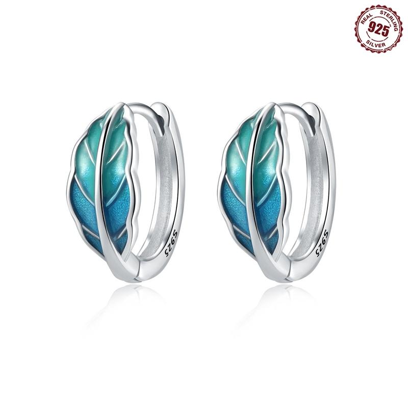 925 Silver Floral plant series greenery iris vine Hoop Earrings For Women Wedding Engagement Birthday Jewelry Gift