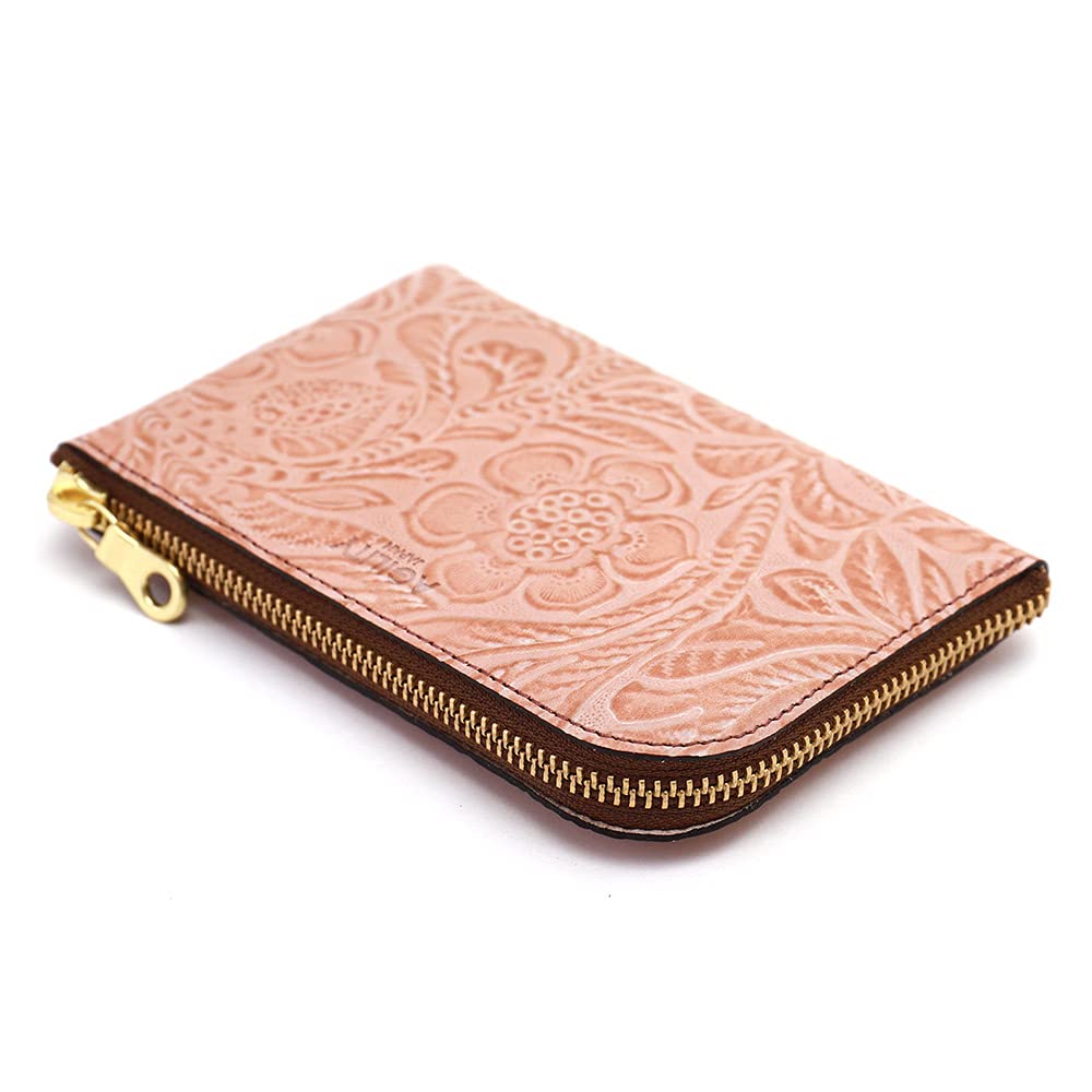 AGILITY Affa Smartphone Wallet with Cowhide Mini Wallet with Floral "Smart Wallet" L-shaped Zipper, Leather, Pattern, Women's