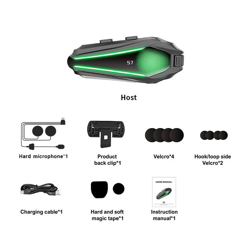 S7 Bluetooth Helmet Headset: High-Quality Sound, Waterproof, Freeze-Proof, Noise-Cancelling, Ideal for Team Riding.