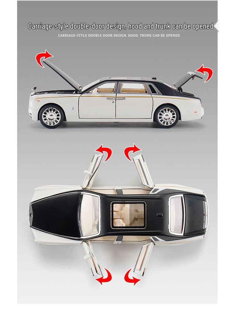 1:32 Rolls-Royce Phantom Toy Car with Suicide Doors, Sound & Light, Alloy Pull-Back Model