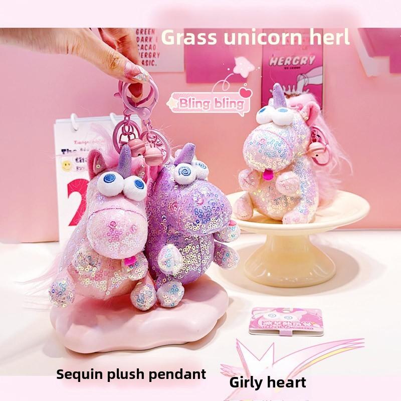 Jinnew Scruffy Creative Unicorn Plush Cartoon Pendant With Sequins For Girl