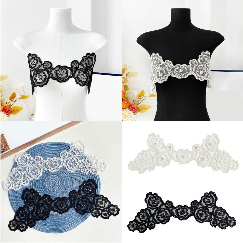 Sewing On Glitters Sequins Fabric Patches Mesh Fabric Applique Clothes Decoration For Costume Party Apparel Crafting