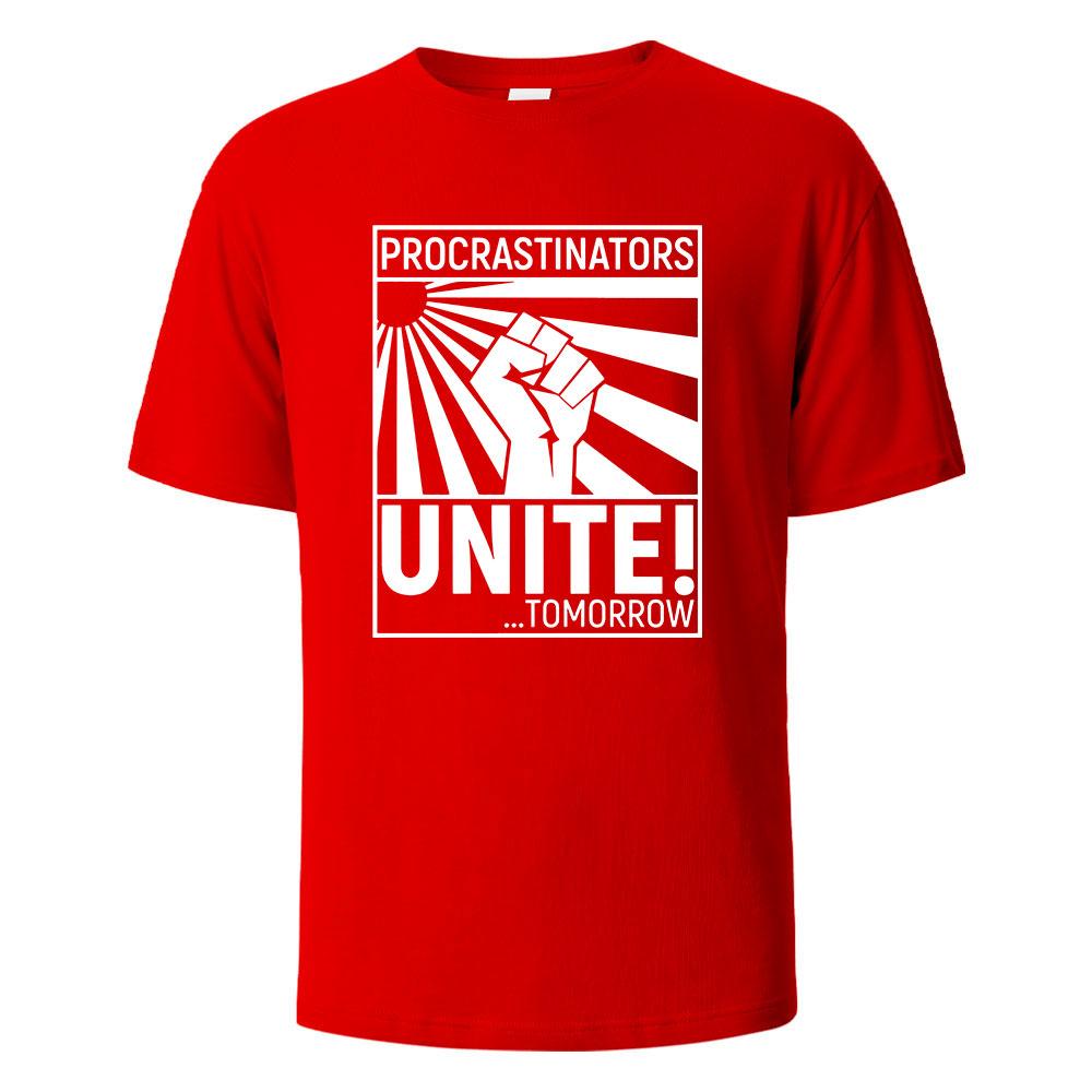 Herren Bedrucktes T-Shirt Prokrastinierer Streetwear 100% Baumwolle Oberteile Für Männer Frauen Sommer Atmungsaktiv Kurzärmelig O-Ausschnitt Basic T-Shirts