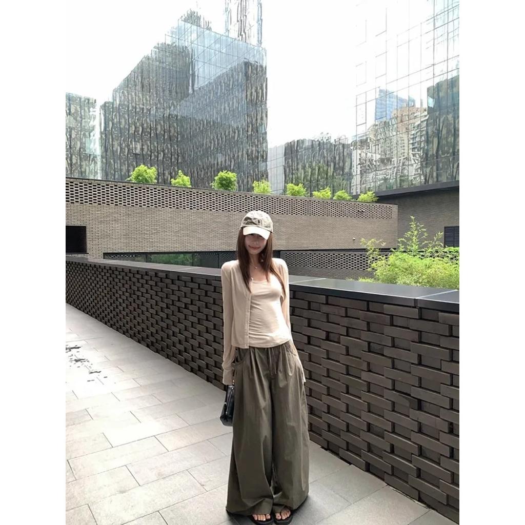 VIONA Loose Wide Leg Casual Pants Women's Fashionable Version Knife Edge Pants High Waist Nine Point Street Style Workwear Trend