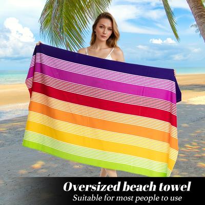90*170 Cm Oversized Rainbow Stripe Beach Towel - Soft, Absorbent, Versatile Towel with A Strong Wrap for The Beach and Pool - Tropical Style