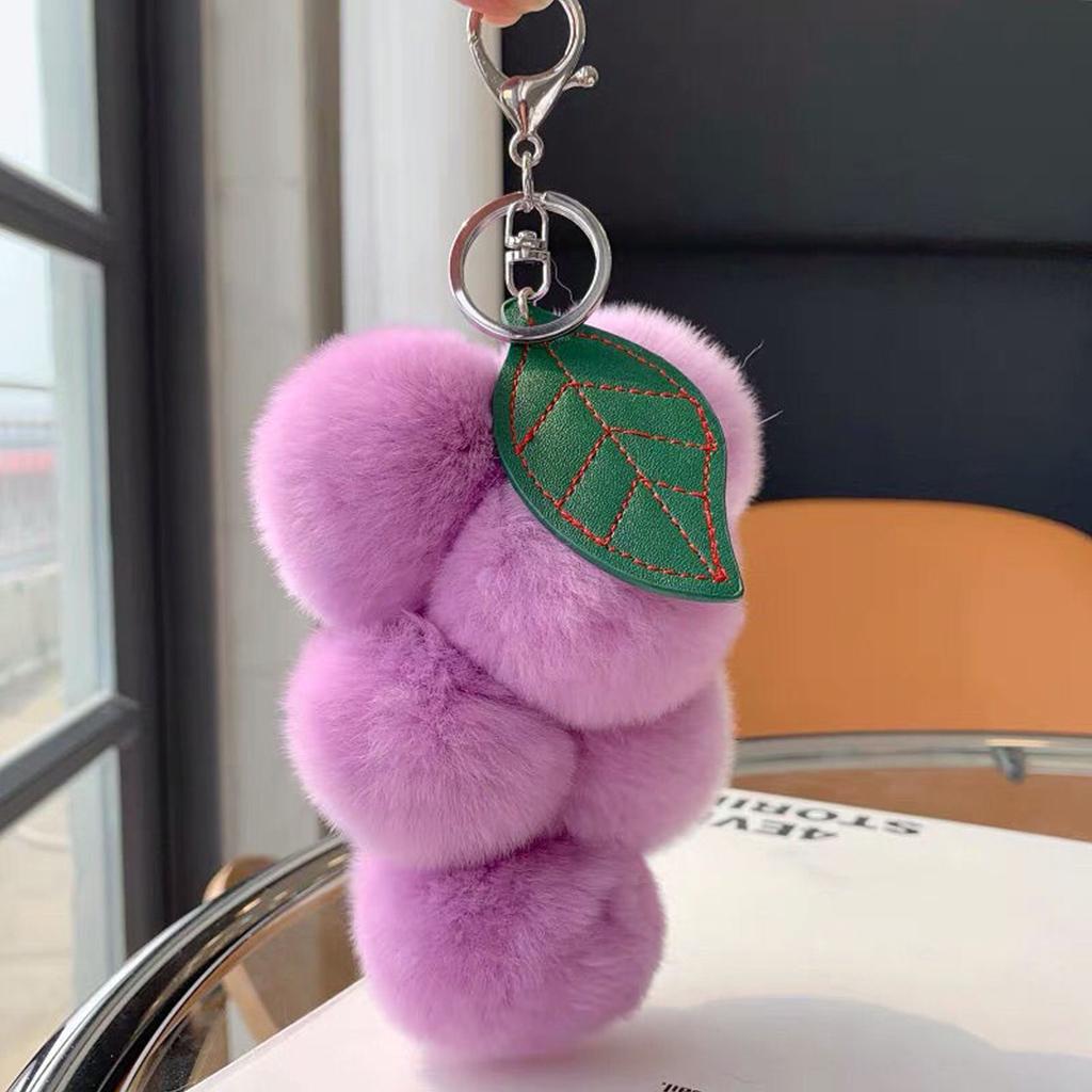 fluffy pom poms keychain