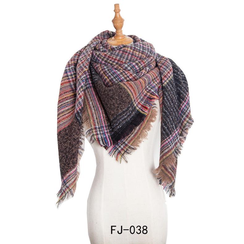 European & American Autumn/Winter Thick Double-Sided Plaid Scarf & Shawl for Women