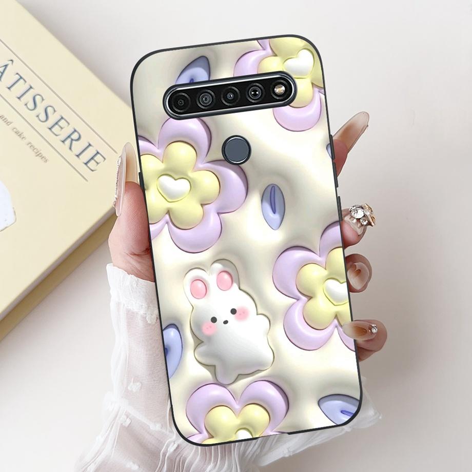 For LG K41s K51s K52 Q52 K61 Q61 K62 K22 2020 Phone Case Back Cover Soft Matte Silicone Slim Fundas Lovely Panda Rabbit Flower
