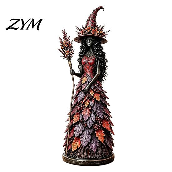 Seasonal Witch Figures for Thanksgiving Figurine Ornament, Handcrafted Resin Statue Halloween Small Sculptures Bookshelf Tabletop Decoration,