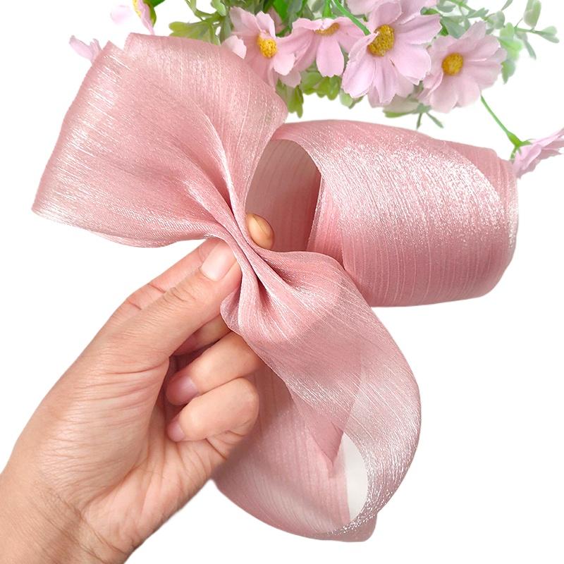 5m/Roll 6cm Wide DIY Crafts Sparkling Yarn Garment Accessories Chiffon Ribbon Roll Elegant Pleated Gifts Wrapping Supplies