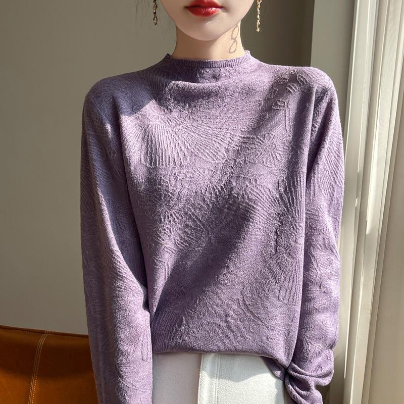Women S Half High Neck Loose Knit Sweater For Autumn Winter Versatile Pullover Top