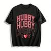 Retro Hubby Heart Print Couple Sweatshirt Casual Top Pure Cotton T-shirt