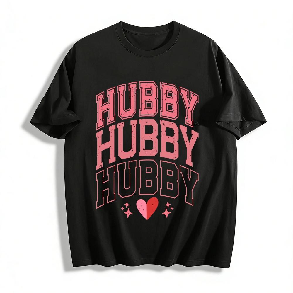 Retro Hubby Heart Print Couple Sweatshirt Casual Top Pure cotton T-shirt XXS