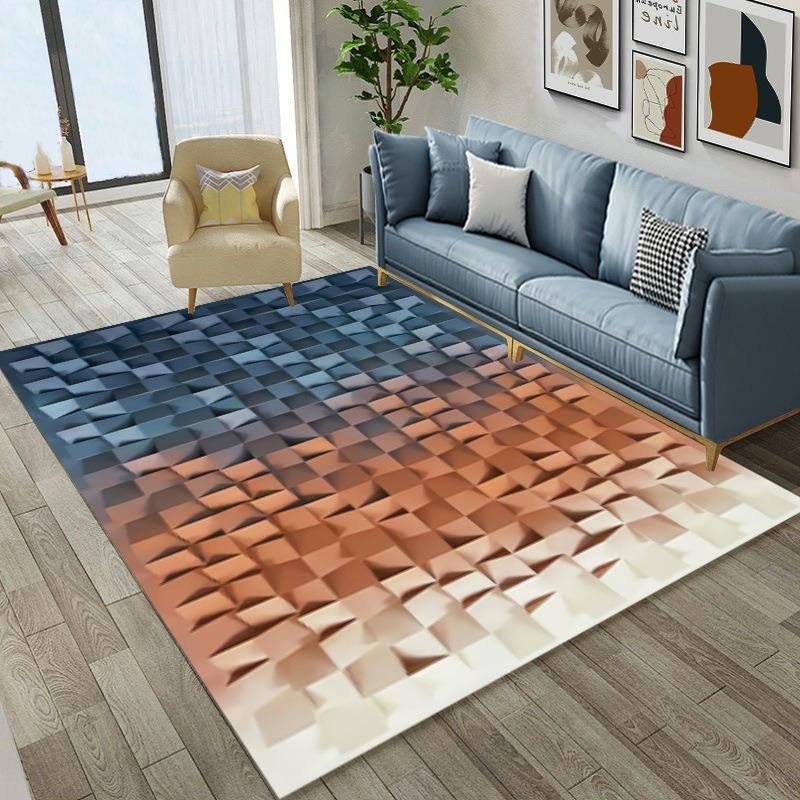 Europe Fashion Style Modern Grid Carpet Living Room Sofa Bedroom Bedside Study Entrance Door Rug Non-slip Home Decoration Mat