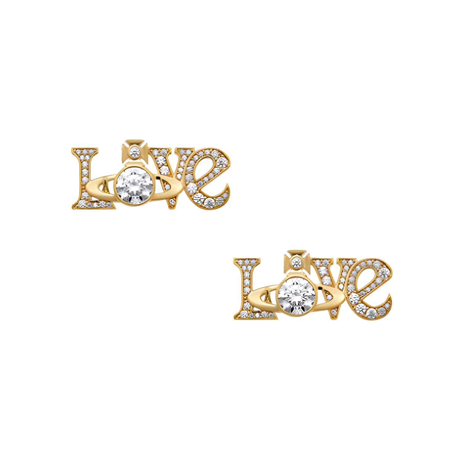 Vivienne Westwood The Letter Saturn Plated Cubic Zirconia Earrings Women earrings Gold 6201034T02R102 F,Gold