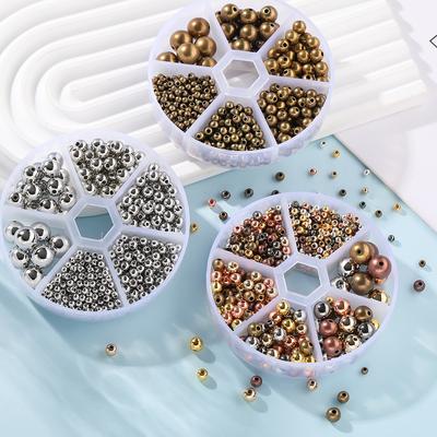 553pcs 3-10mm CCB Gold Silver Color Spacer Beads Set Box Round Loose Beads Charms Kit For Jewelry Making DIY Bracelet Necklace