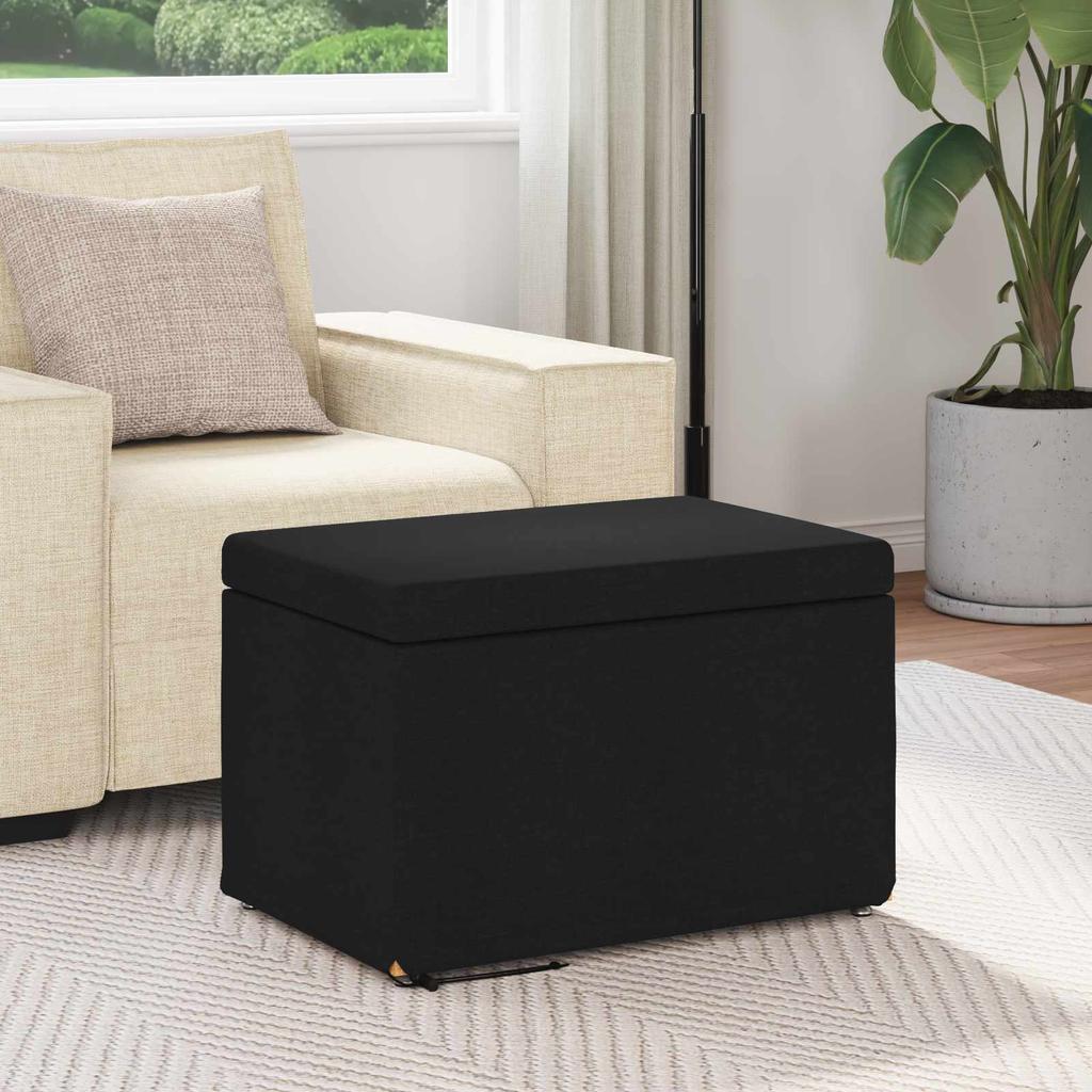 Black Stool 61 X 41 X 40 Cm Fabric and Particleboard