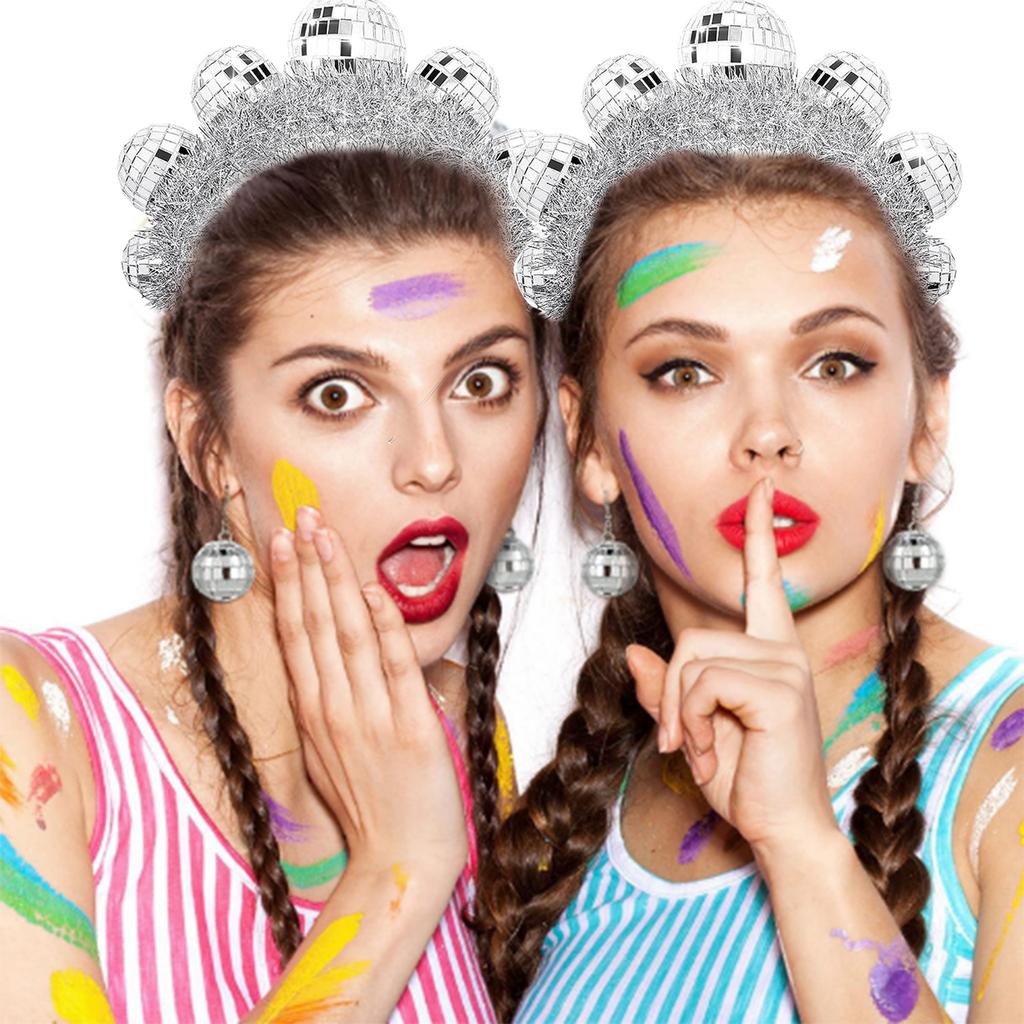 Adult Discoballs Headband MusicFestival Decorative Headdress 70s Party Vintage Hairhoop Cosplay Costume Head Accessories