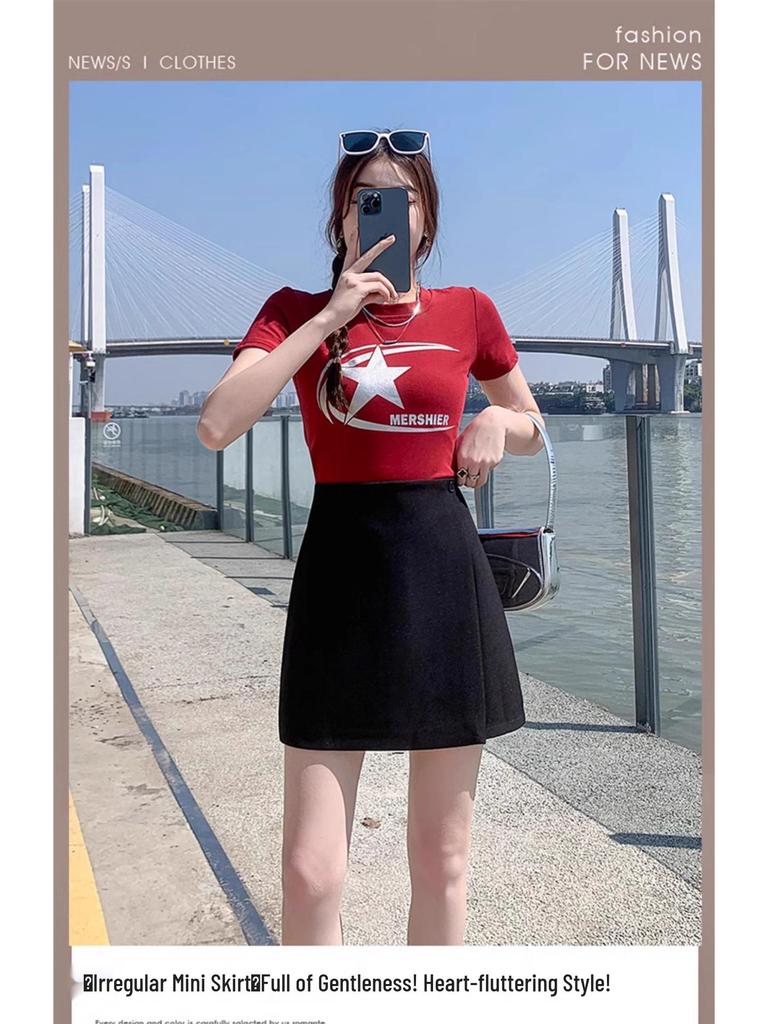 Women's Irregular High-Waist A-Line Skirt - Spring/Summer 2025 Bodycon Style, Anti-Exposure, Professional Casual Wear