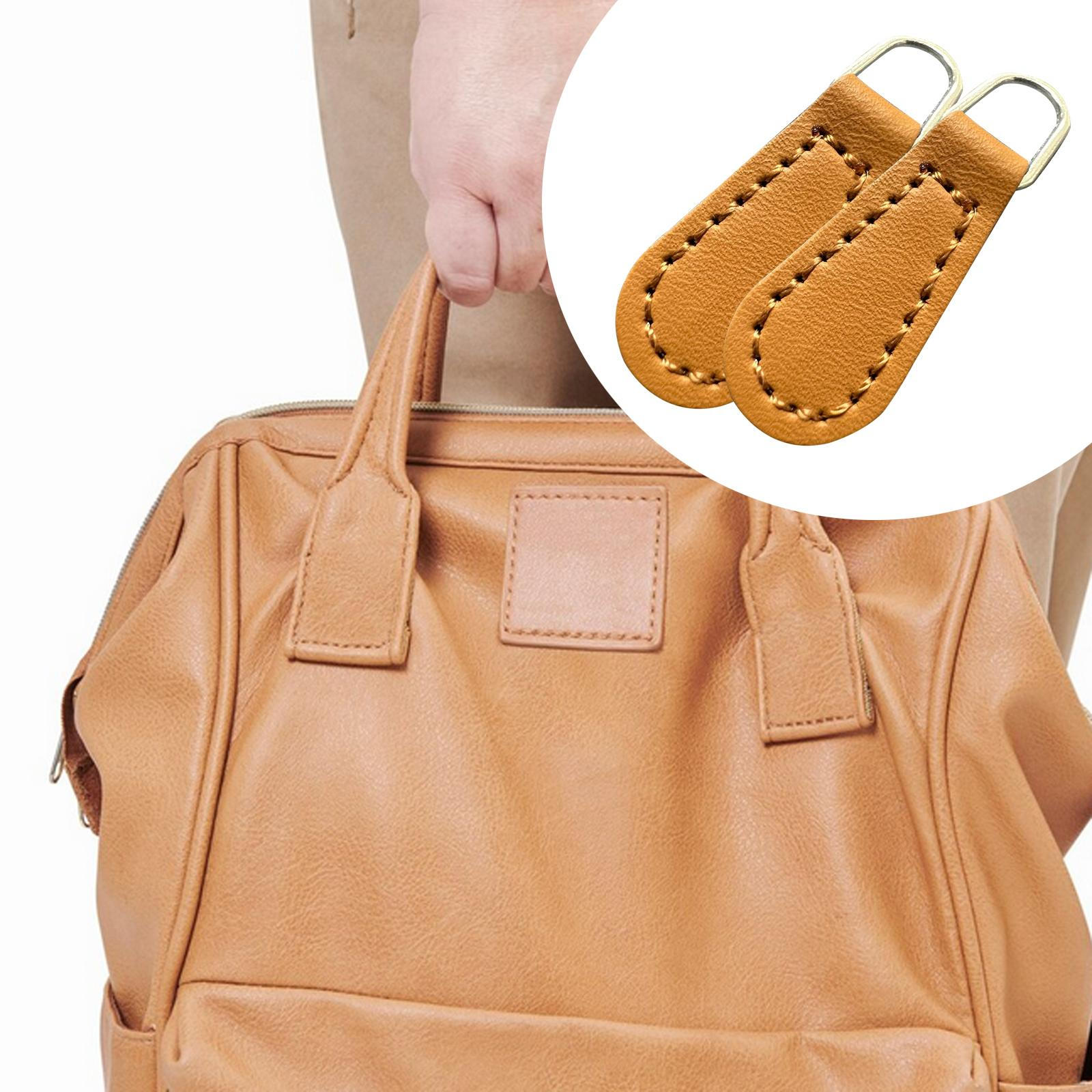 

2 штуки пуллеров для молнии, ПУ детали для кошельков, курток, рюкзаков Light Brown