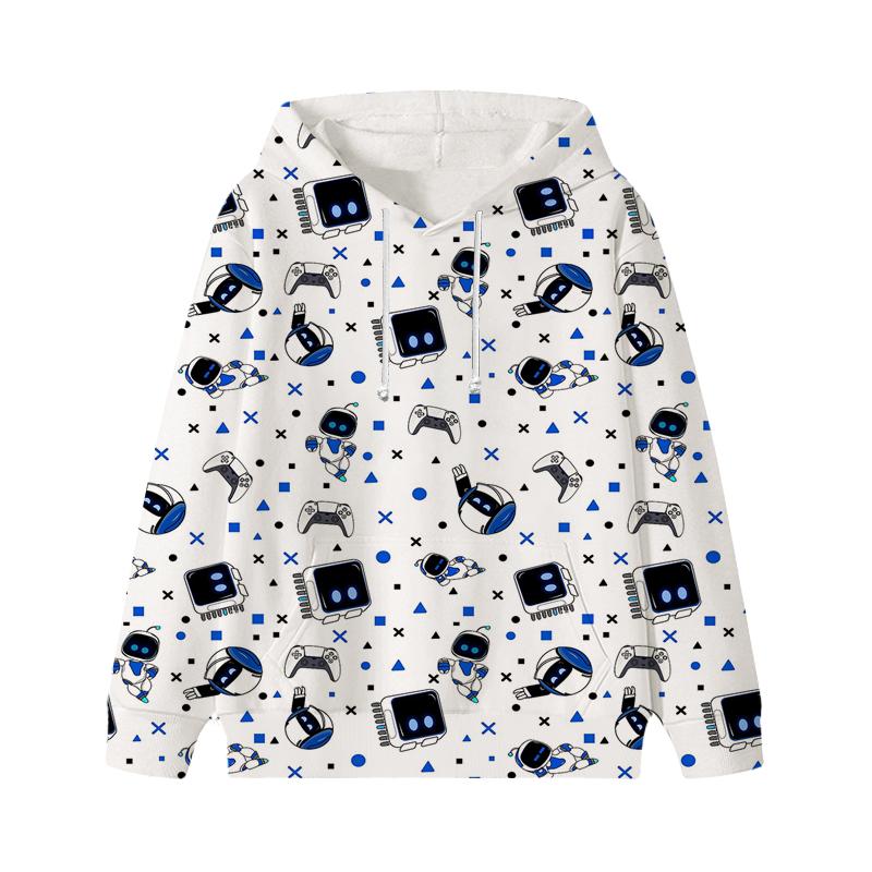 Astro Bot Hoodies Baby Unisex Cartoon Print Long Sleeve Tops Astronaut Toddler Boys Girls Casual Sweatshirts Outfits