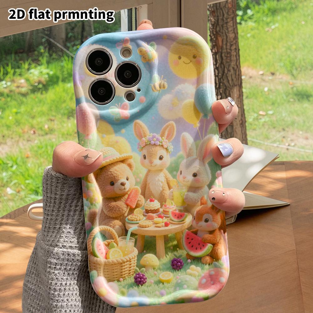 Phone Case: 2D Flat, Suitable for iPhone 18, 17, 16, 15, 14, 13, 12Pro Protective Case, Little Animals' Picnic, Perfect Christmas and Halloween Holida