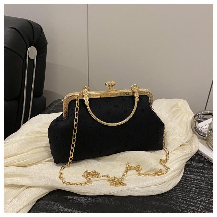 Summer new canvas fashion banquet simple lock chain shoulder crossbody shell handbag