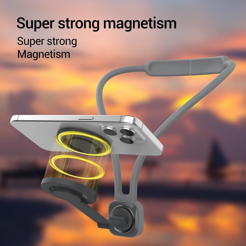 K08-2M Magnetic Neck Phone Holder 360 Degree Rotation Phone Neck Mount Hand Free POV