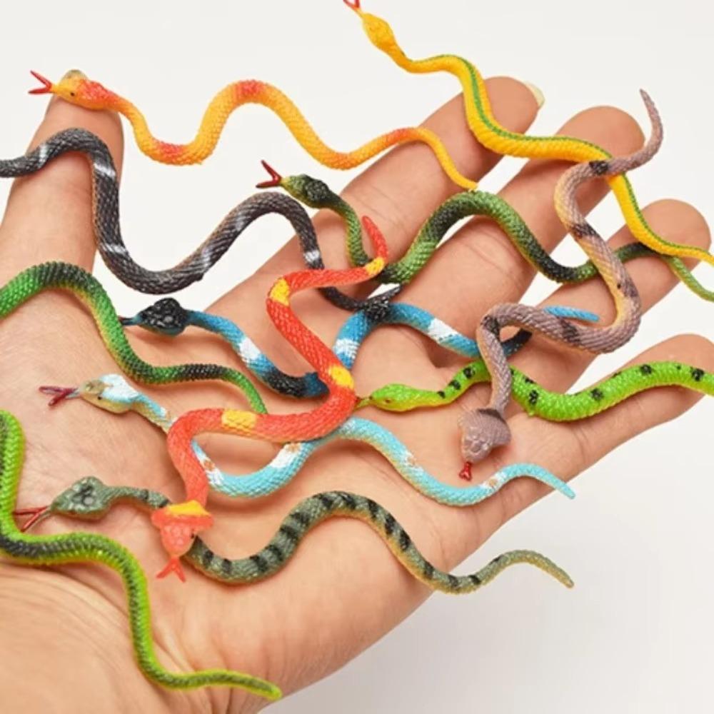 12 Pcs/Set Plastic Simulation Snake Lifelike Simulation Animal Model  Kids Gifts,Toys Games