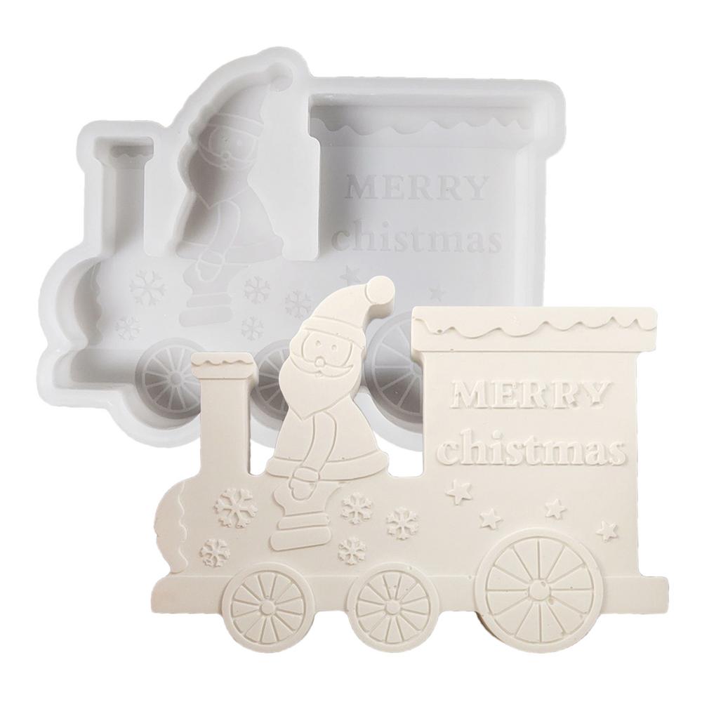 Silicone Christmas Molds Santa Claus Train Combination Silicone Gypsum Casting Mold Non-stick Christmas Silicone Candle Mold For
