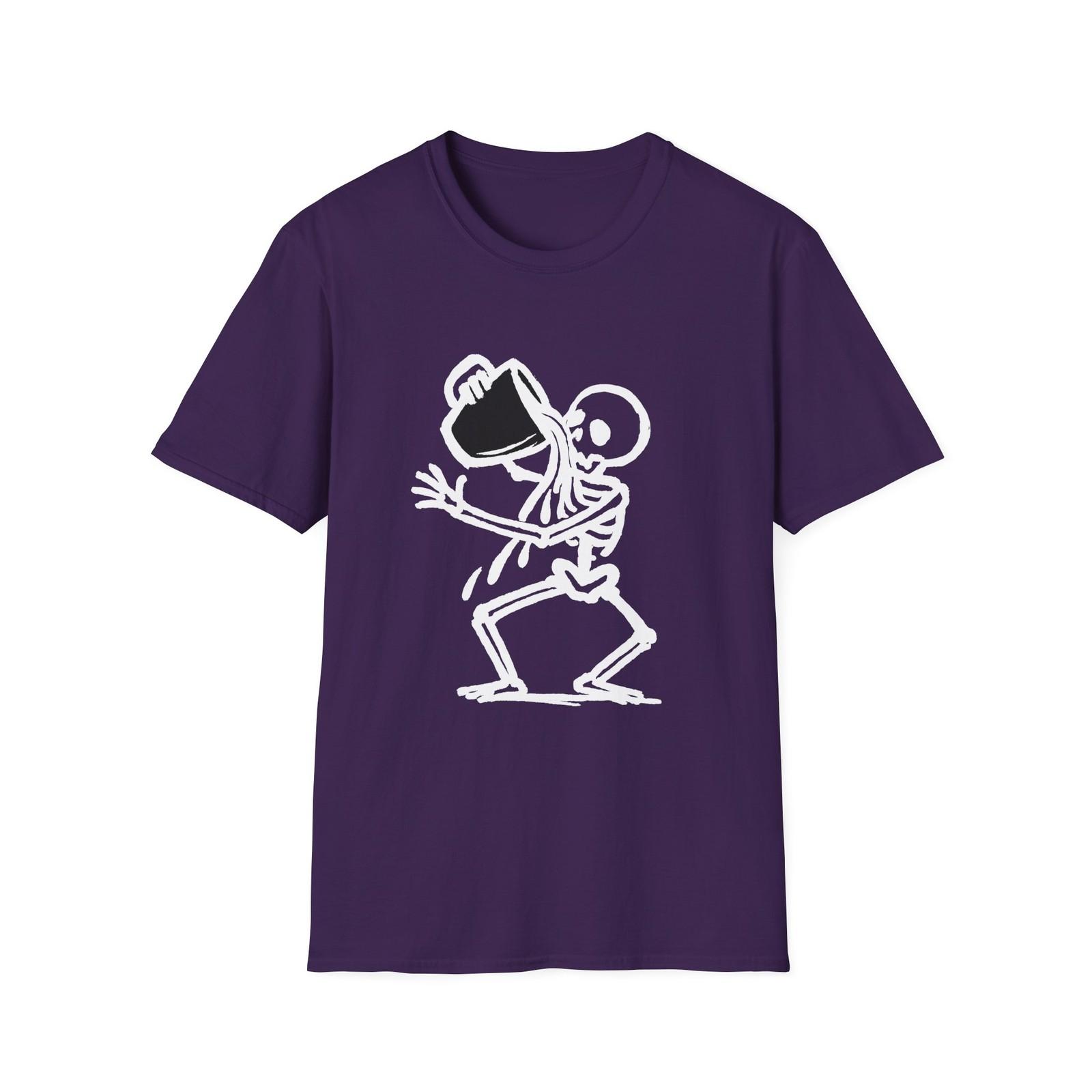 Unisex Softstyle T-Shirt Skeleton Coffee Cup Spill Funny Bones S