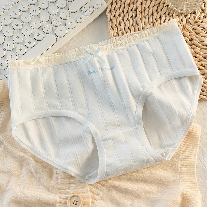 Female Spring and Autumn Sweet Bow Lovely Pure Cotton 10A Antibacterial Crotch Triangle Panties