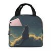 Night Black Cat On The Clouds Insulated Lunch Bag for Women Children Portable Food Boxes Thermal Lunch Box Tote
