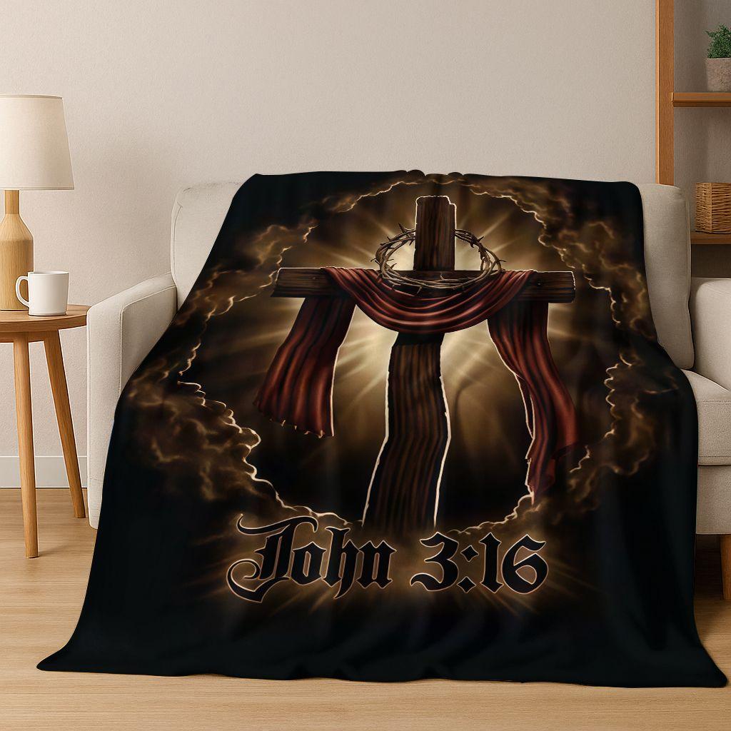 New Belief Cross Holy Bible Pray Jesus Flannel Blanket,Cozy Soft Throw Blanket for Home Bedroom Bed Sofa Picnic Cover Kids Gift