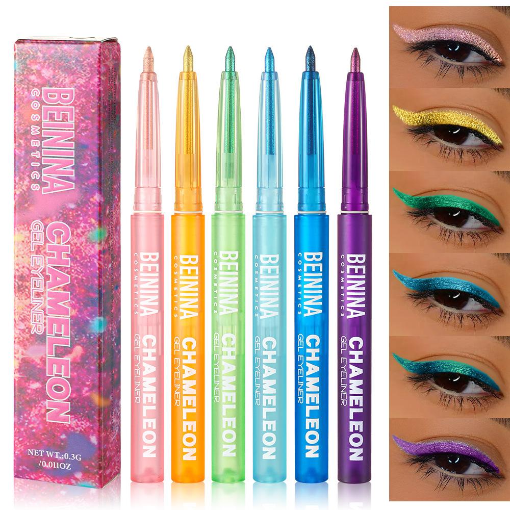 Glänzender Chamäleon Metallic Blau Eyeliner Gel Stift Lidschatten Mehrfarbig Augen Eyeliner Perlmuttfarben Polarisierte Glitzer Augen Pigment Make-up
