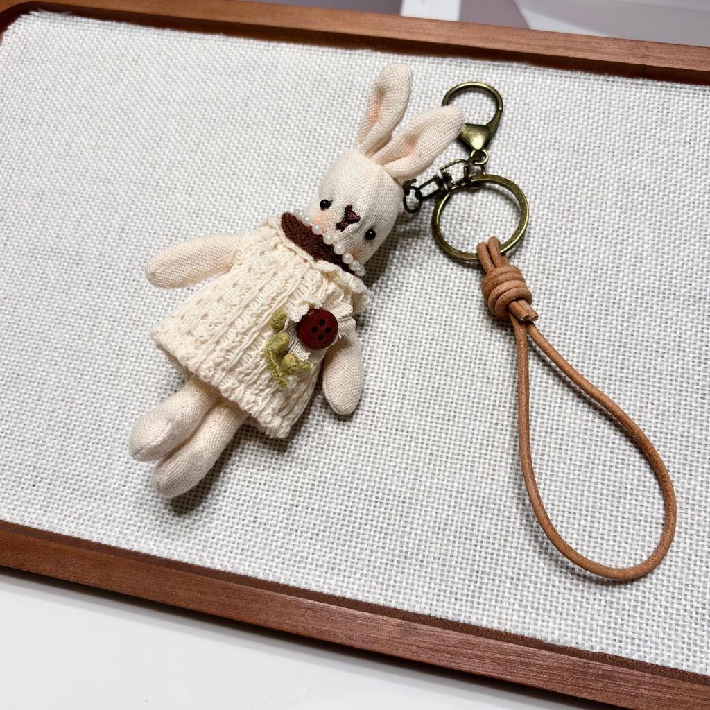 Korean Handmade Cartoon Rabbit Bag Charm Keychain & Phone Lanyard