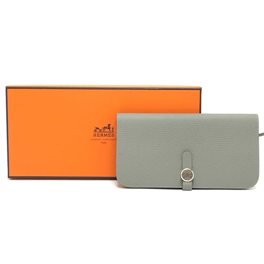 HERMES Dogon Long Wallet Bifold Long Wallet Togo Grimette (presumed) gray